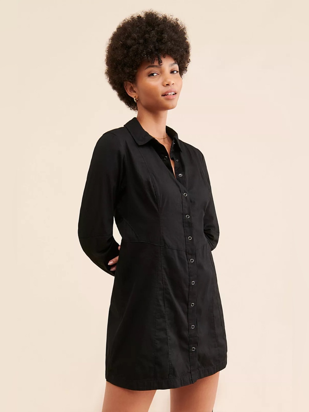 Free People Thea Button Front Dress in Black Size XS NWOT